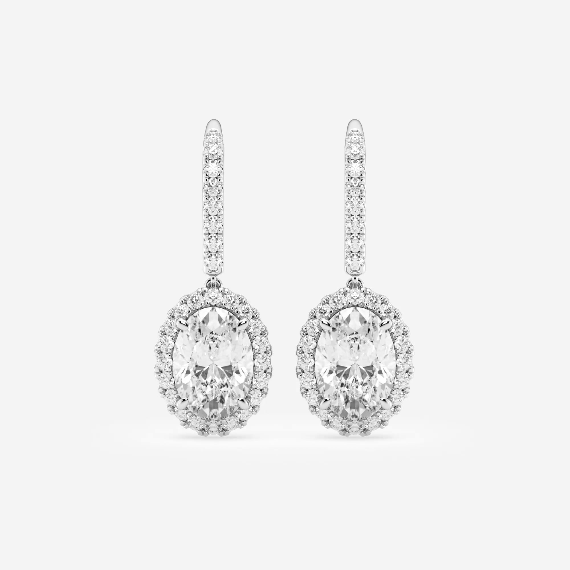 product video for 4 1/2 ctw Oval Lab Grown Diamond Halo Drop Earrings
