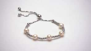 7-7.5mm Cultured Pearl Beaded Bolo Bracelet in Sterling Silver