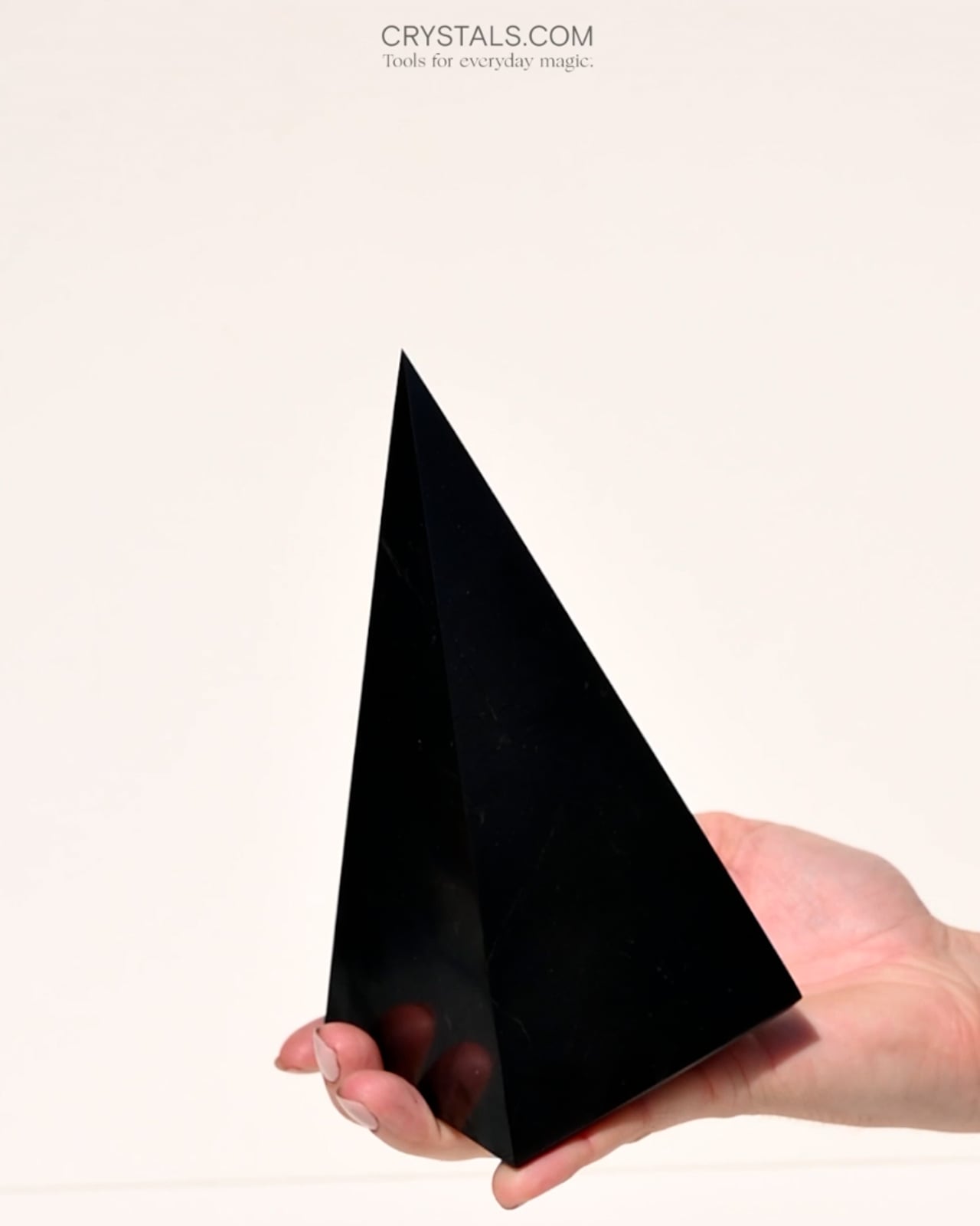 Tall shungite crystal tower — black shungite obelisk