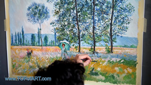 Monet | Under the Poplars, Sunlight Effect | Painting Reproduction Video | TOPofART