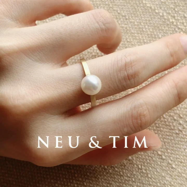 アコヤ真珠♡～22号【コンアフェット】K10 パール チェーンリング♪アガット el:ment 工房に眠っていたアコヤバロック真珠の22金メッキチェーン