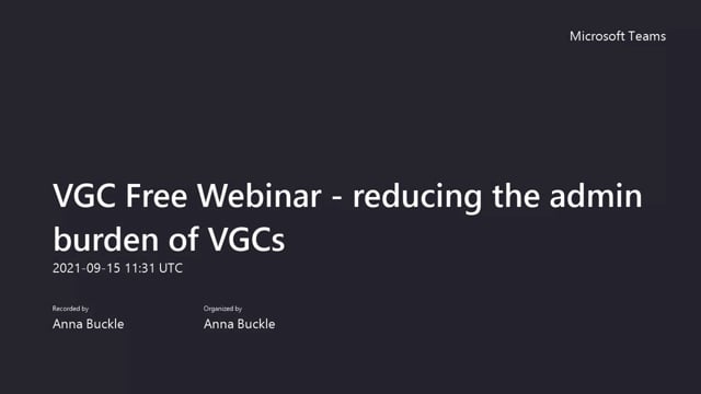Webinar on Reducing the Admin Burden of VGCs