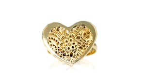 Italian 14kt Yellow Gold Cut-Out Floral Heart-Shaped Ring