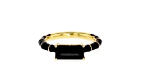 Black Onyx and Black Enamel Ring in 18kt Gold Over Sterling
