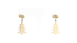 14kt Yellow Gold Christmas Tree Drop Earrings