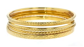 18kt Gold Over Sterling Jewelry Set Five Textured Bangle Bracelets