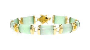 Jade Good Fortune Bracelet in 14kt Yellow Gold