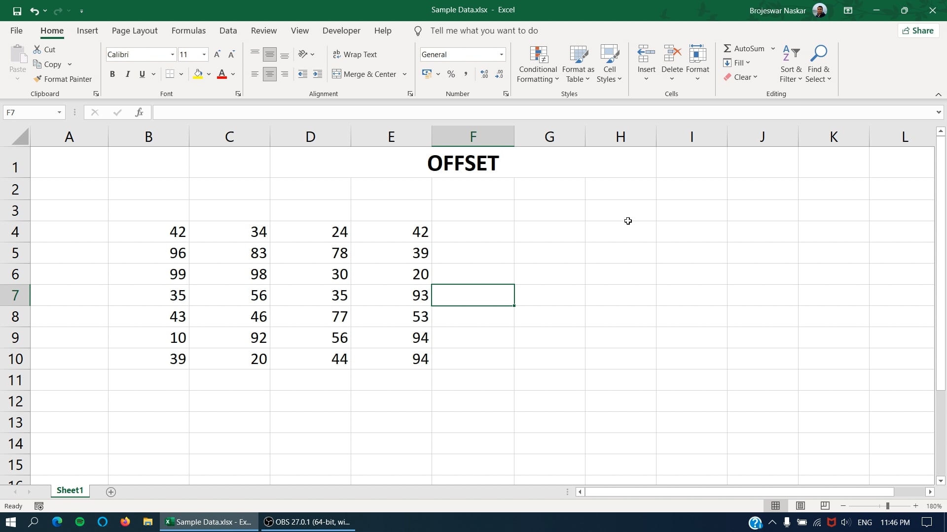 Excel: OFFSET Function (Part 1)