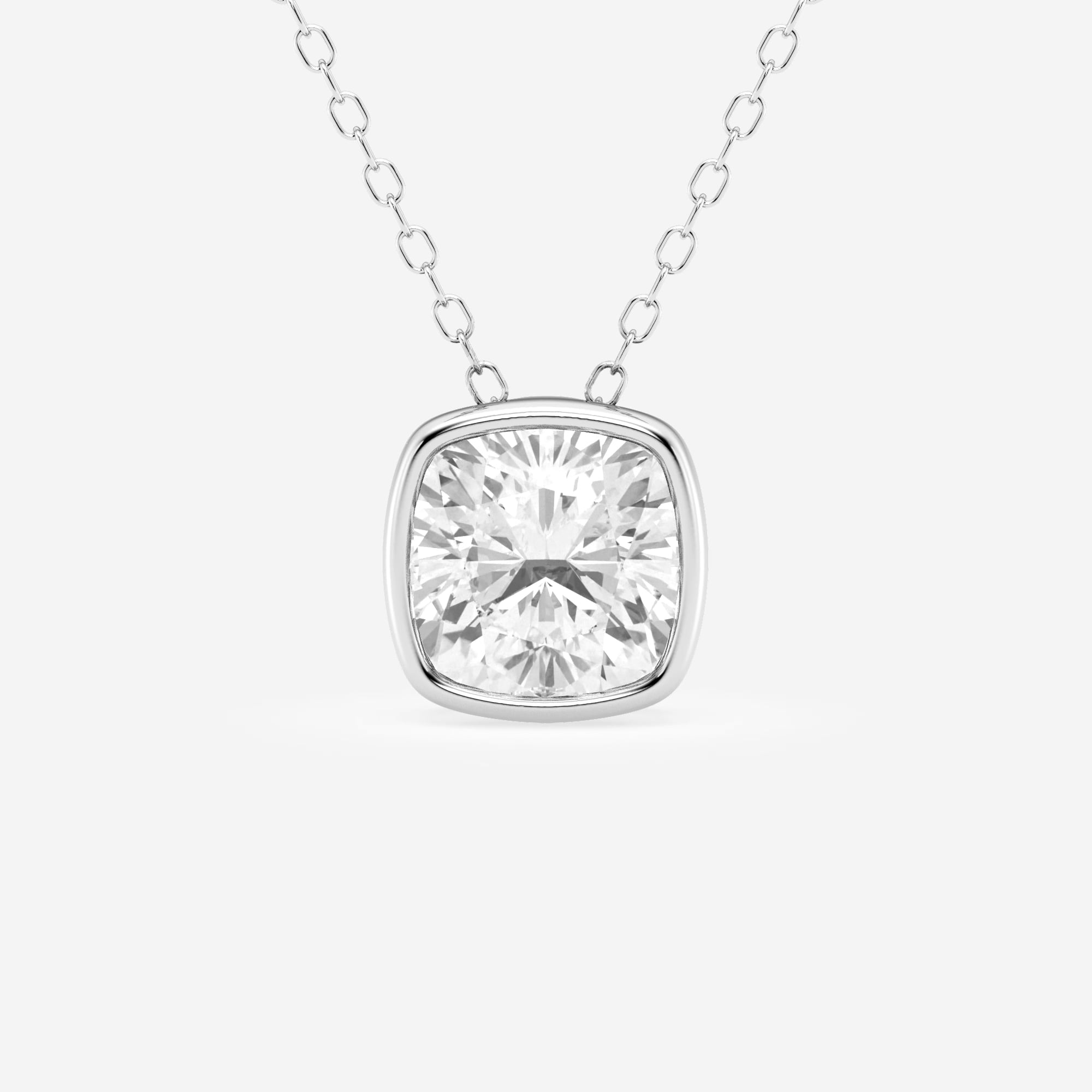 product video for 2 ctw Cushion Lab Grown Diamond Bezel Set Solitaire Pendant with Adjustable Chain