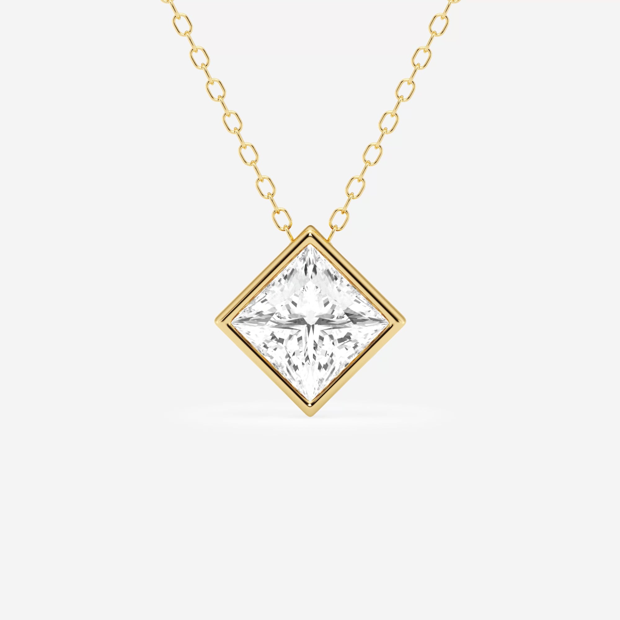 product video for 1 1/2 ctw Princess Lab Grown Diamond Bezel Set Solitaire Pendant with Adjustable Chain