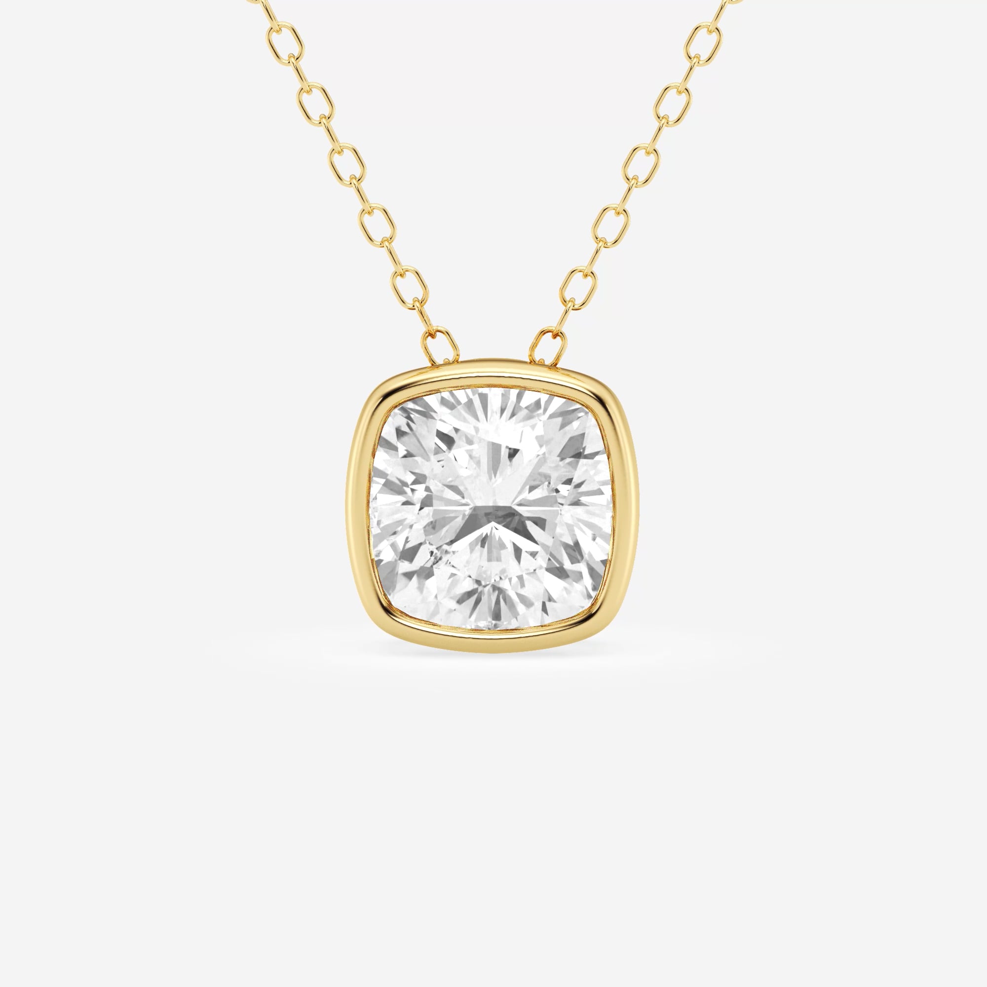 product video for 2 ctw Cushion Lab Grown Diamond Bezel Set Solitaire Pendant with Adjustable Chain