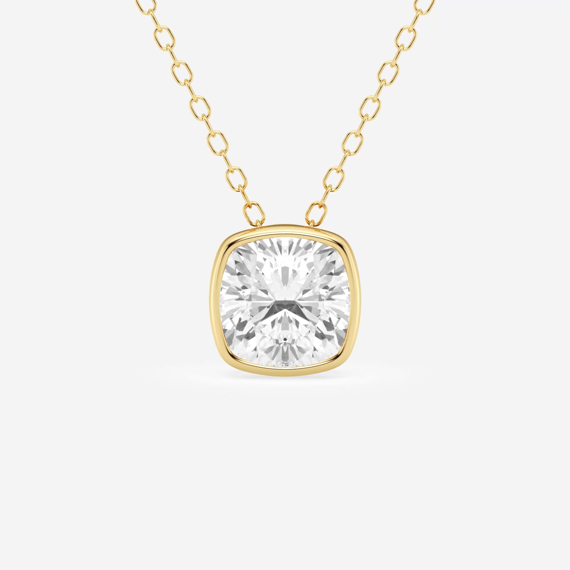 product video for 1 1/2 ctw Cushion Lab Grown Diamond Bezel Set Solitaire Pendant with Adjustable Chain