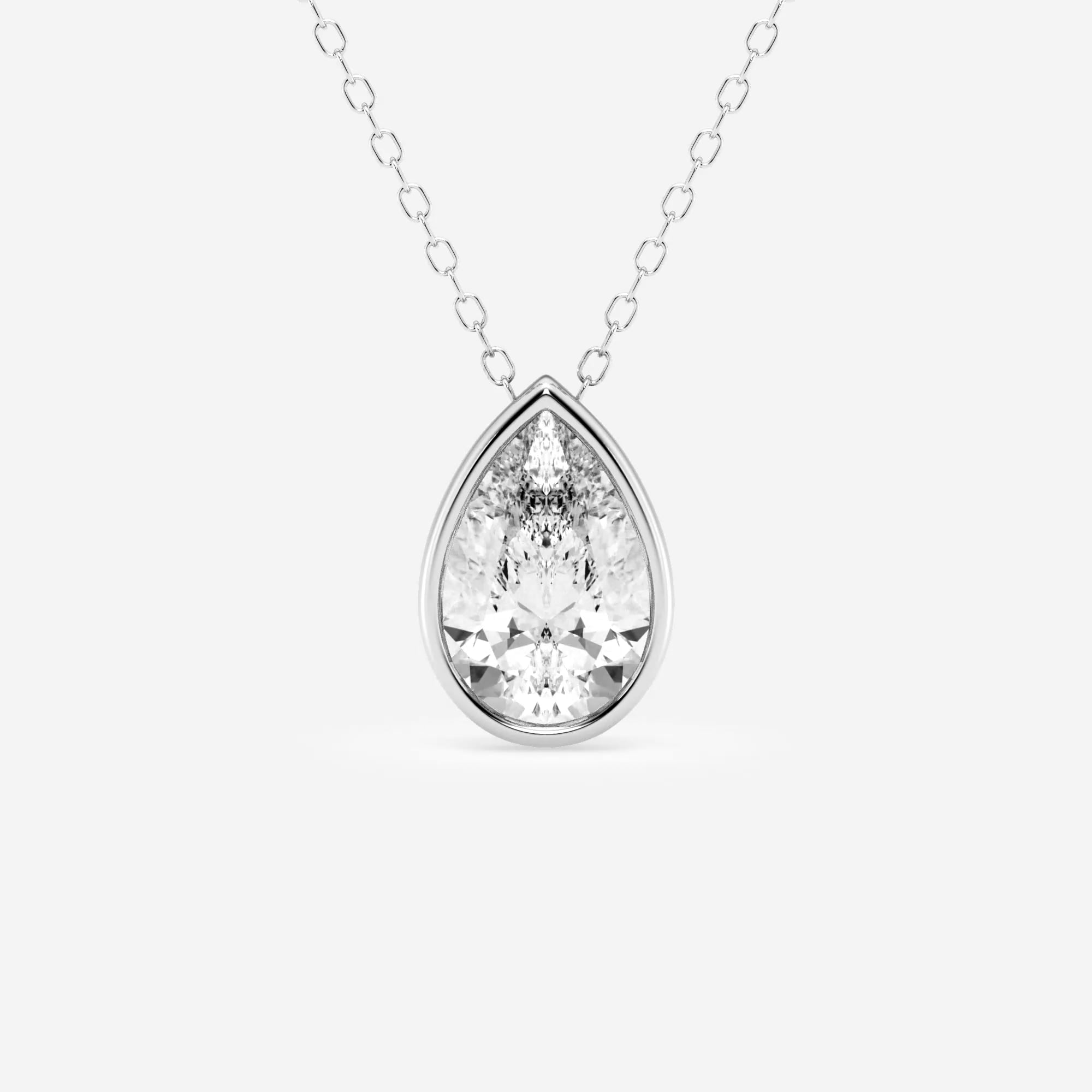 product video for 2 ctw Pear Lab Grown Diamond Bezel Set Solitaire Pendant with Adjustable Chain