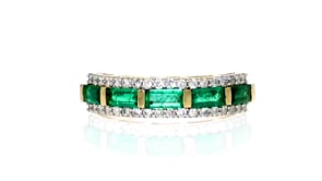 80 ct. t.w. Emerald and .41 ct. t.w. Diamond Ring in 14kt Yellow Gold