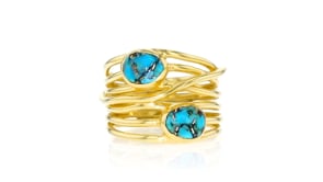 7x5mm Turquoise Highway Ring in 18kt Gold Over Sterling