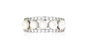 4.5mm Cultured Pearl and 1.00 ct. t.w. White Topaz Ring in Sterling Silver