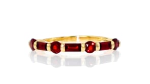 80 ct. t.w. Baguette and Round Garnet Ring in 14kt Yellow Gold