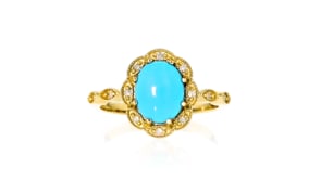 Turquoise and Diamond-Accented Ring in 14kt Yellow Gold