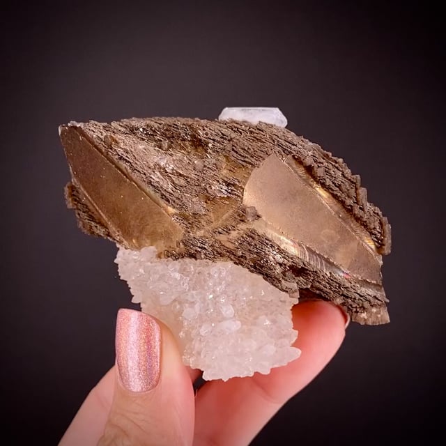 Calcite on Calcite, on Calcite over Drusy Quartz