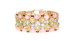 Pink Opal and 24.45 ct. t.w. Multi-Gemstone Bracelet in 18kt Gold Over Sterling