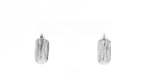14kt White Gold Textured and Polished Huggie Hoop Earrings