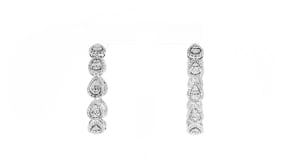 2.25 ct. t.w. Baguette and Round Diamond Hoop Earrings in 14kt White Gold