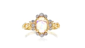Ethiopian Opal and Diamond-Accented Ring in 14kt Yellow Gold