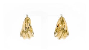Italian 18kt Gold Over Sterling Ribbed Twist Hoop Earrings