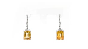 5.25 ct. t.w. Citrine and .10 ct. t.w. White Topaz Drop Earrings in Sterllng Silver