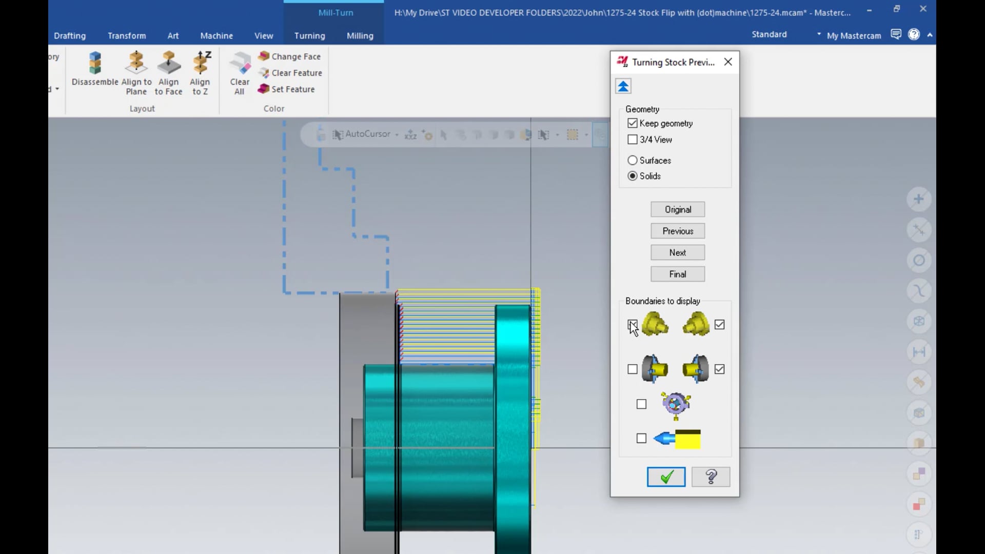 Mastercam 2022 Library - Stock flip with .machine part 1