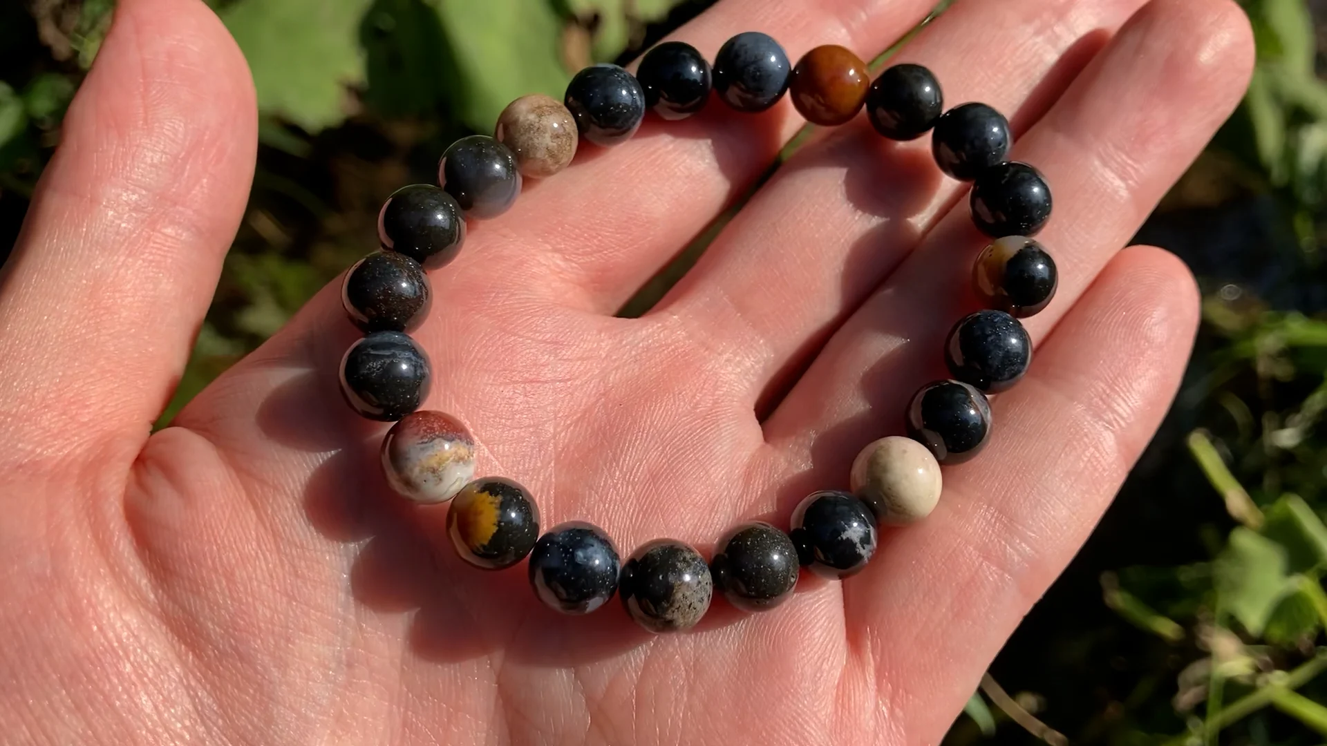 スレイマンアゲート、ブレスレット ～黒～ | 虹石屋