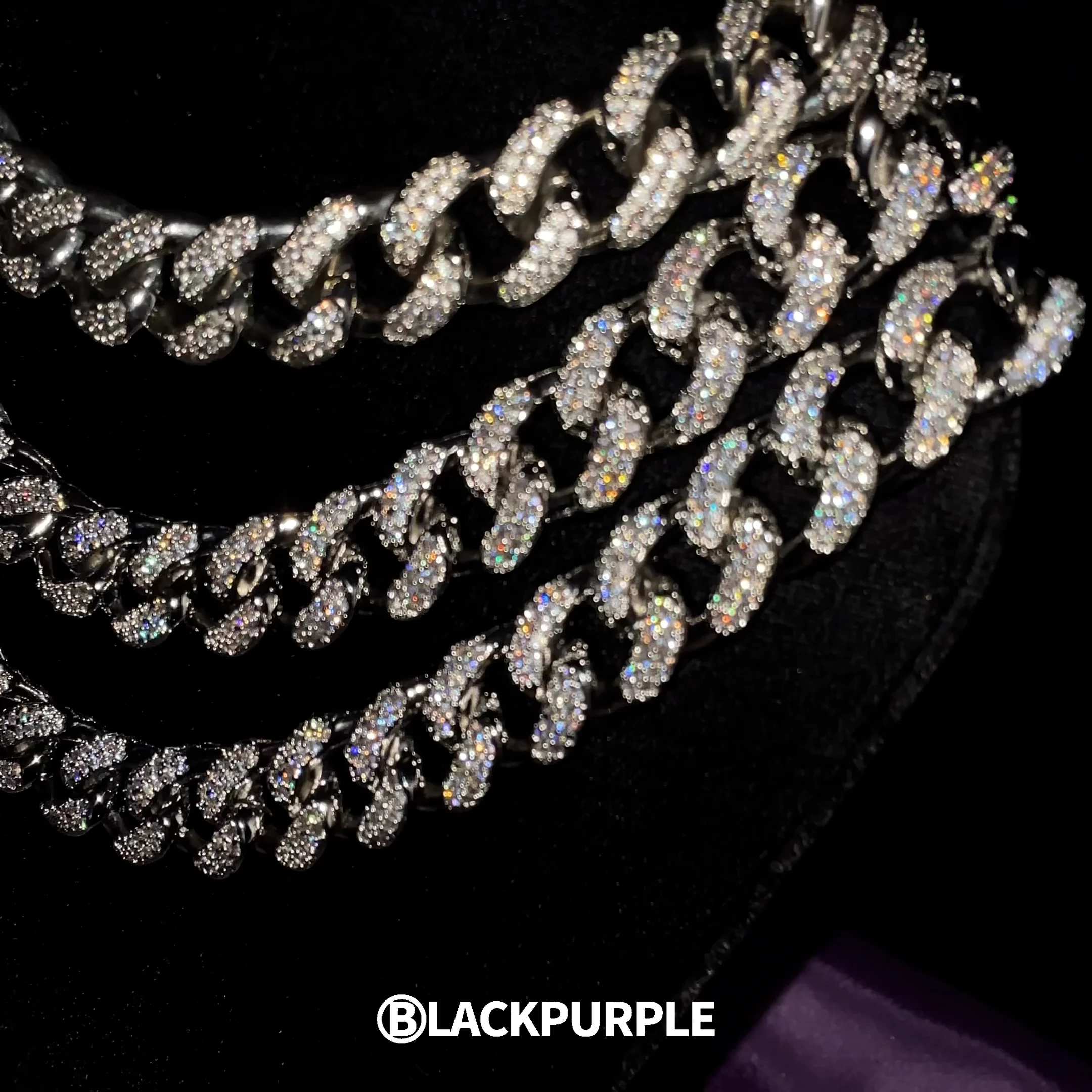 関税込★BLACKPURPLE★BP ICE BOLD CUBAN CHAIN CHOKER NECKLACE BLACKPURPLE (ブラックパープル) [BLACK LABEL]BP ICE BOLD