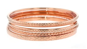 18kt Rose Gold Over Sterling Silver Jewelry Set Five Bangle Bracelets