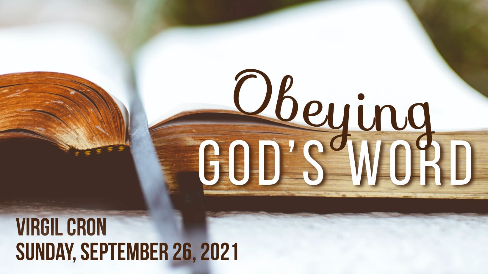 Obeying God's Word - Virgil Cron on Vimeo