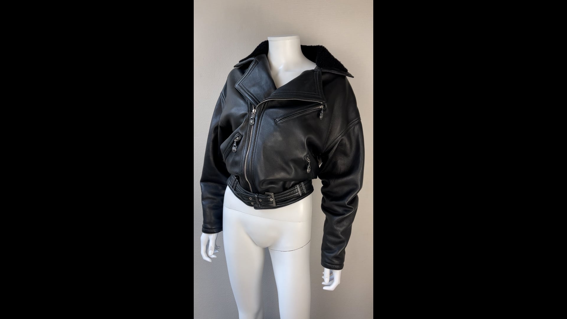 1990s Gianni Versace Leather Jacket Vintage Biker Jacket from FW 
