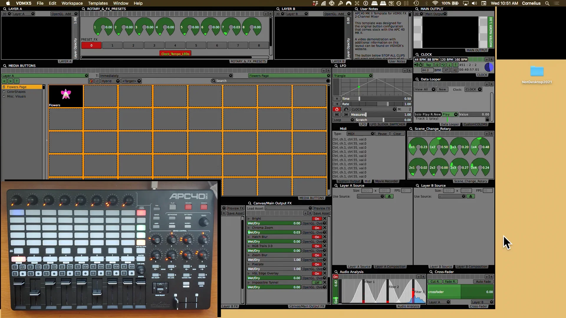 Akai APC40 MK II 2-Channel VJ Mixer template for VDMX — VDMX Akai APC40 MK II 2-Channel VJ Mixer template for VDMX — VDMX