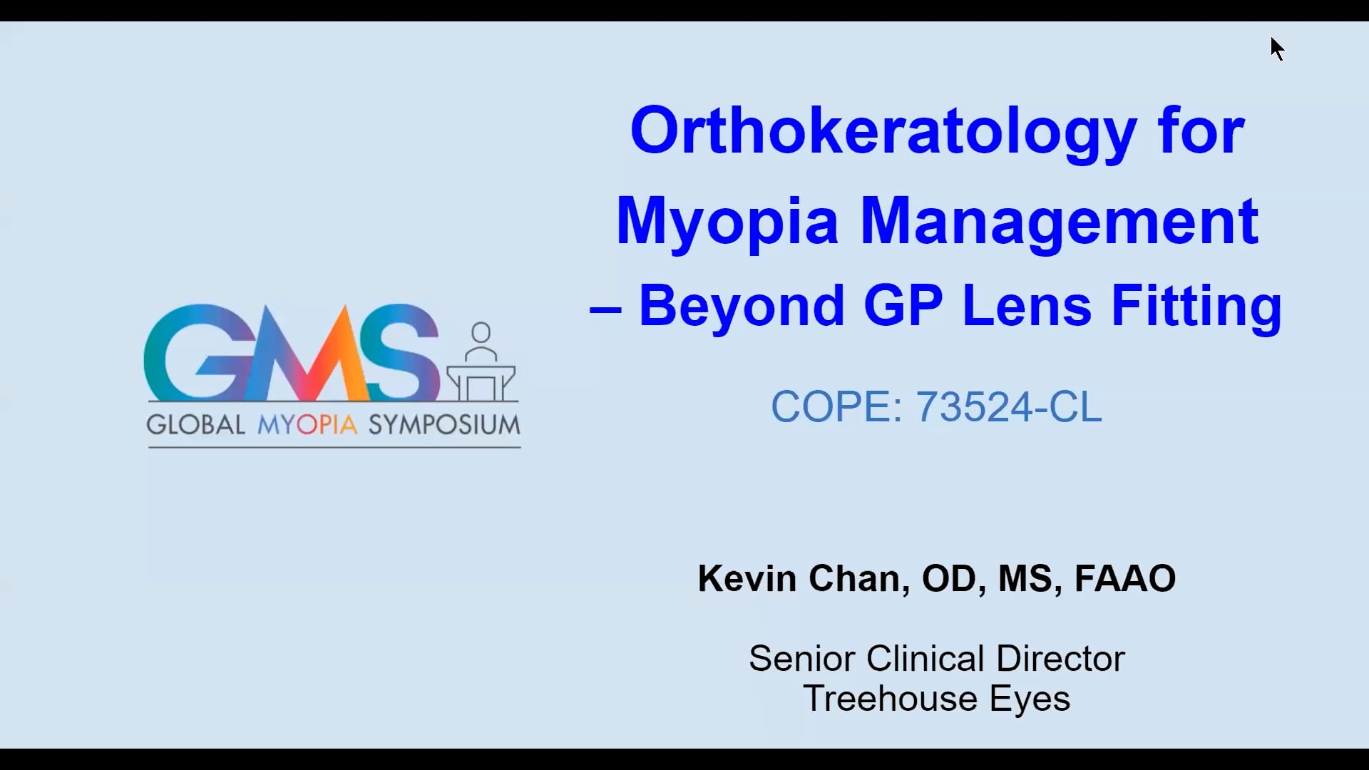 Orthokeratology For Myopia Management – Beyond GP Lens Fitting On Vimeo