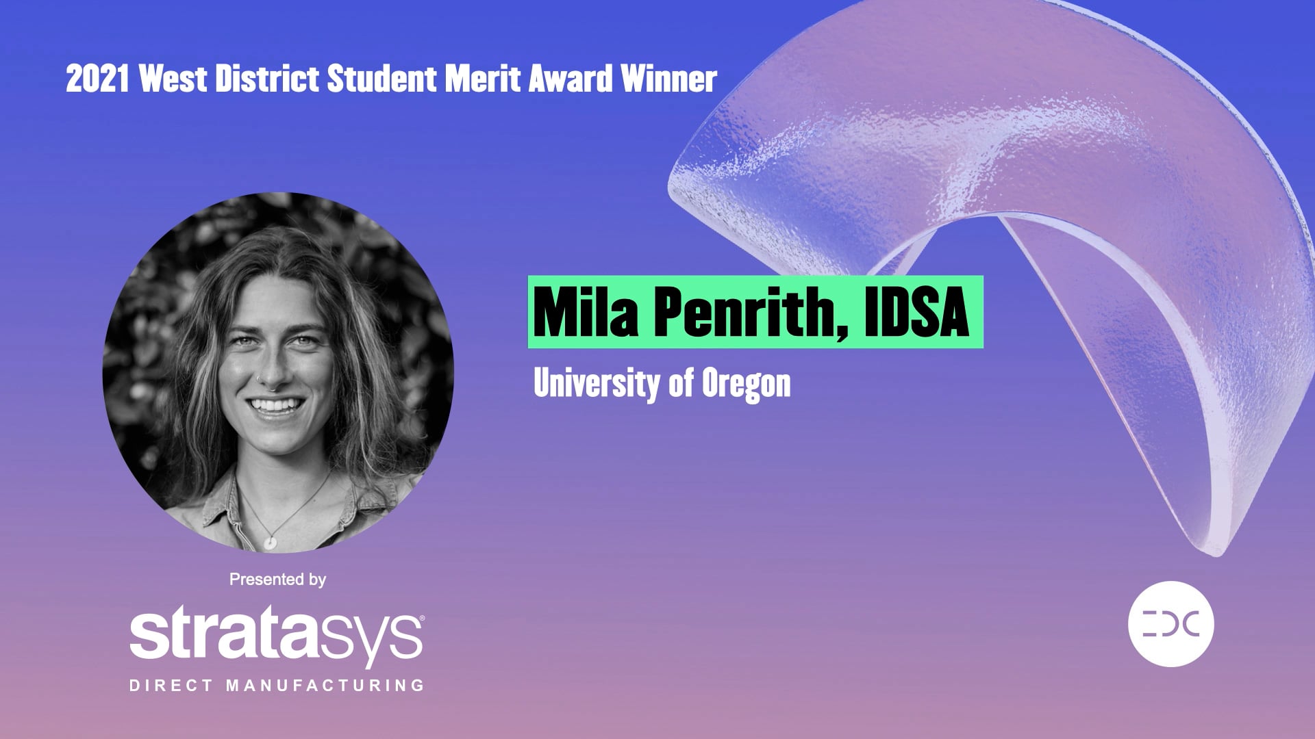 IDC 2021 - Mila Penrith - 2021 West District Student Merit Award Winner