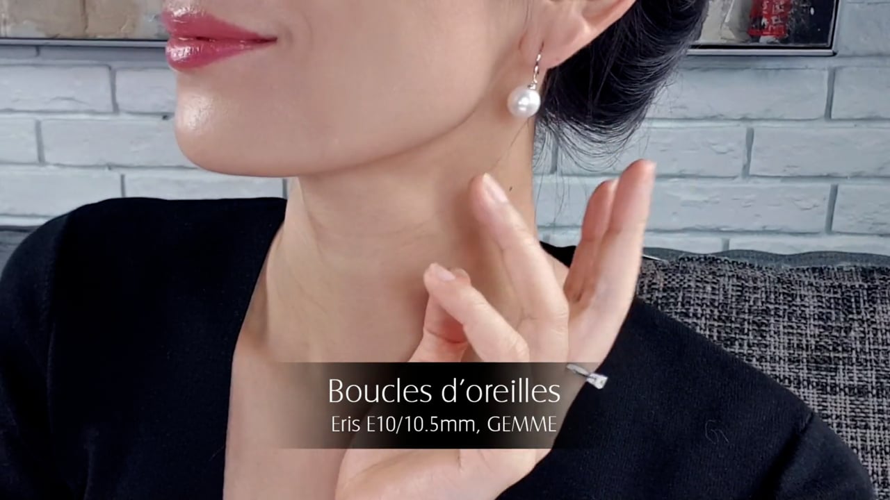 Boucles d'Oreilles Eris - Or Blanc & Perles d'Eau Douce 10/10.5mm, GEMME | Gemperles