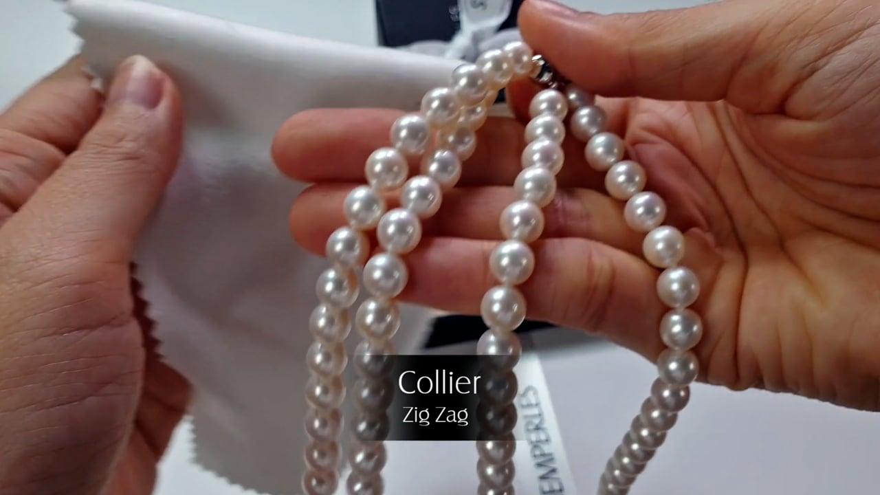 Collana Zig Zag 43,45cm - Perle d'Acqua Dolce. 7.5/8mm, AAA | Gemperles