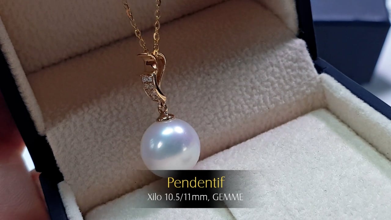 Ciondolo Xilo - Oro Giallo, Diamanti & Perla d'Acqua Dolce 10.5/11mm, GEMME | Gemperles