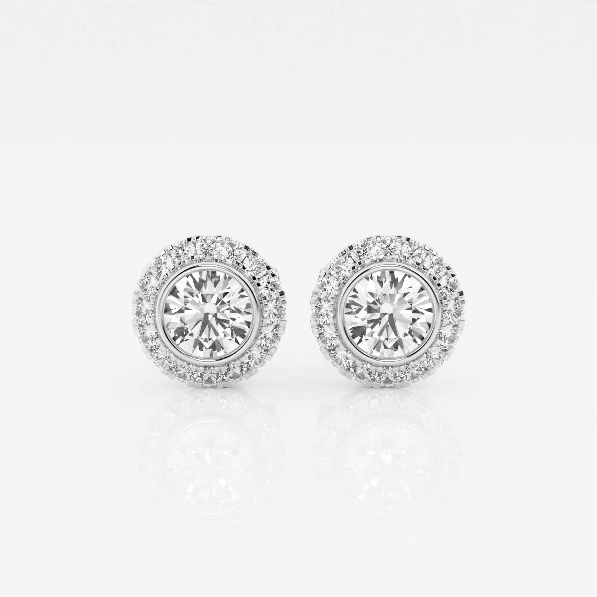 product video for 1 1/4 ctw Round Lab Grown Diamond Halo Stud Earrings
