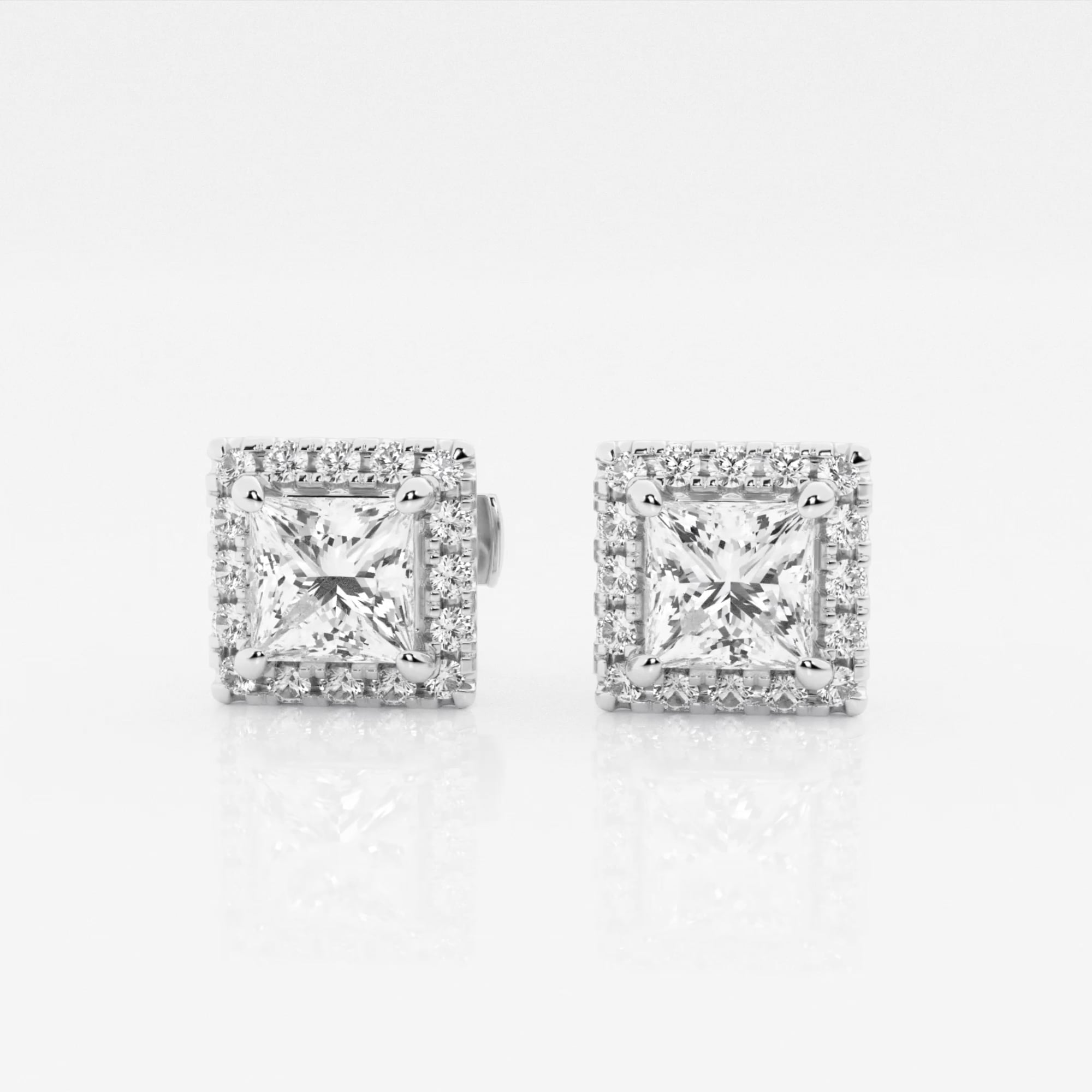 product video for 1 7/8 ctw Princess Lab Grown Diamond Halo Certified Stud Earrings