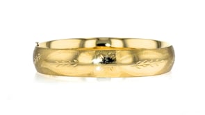 14kt Yellow Gold Textured and Polished Bangle Bracelet