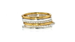 Two-Tone Sterling Silver Jewelry Set Six Stackable Rings