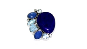 Lapis and 3.00 ct. t.w. Kyanite Ring with 1.96 ct. t.w. Sky Blue Topaz in Sterling Silver