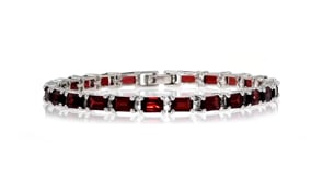 16.00 ct. t.w. Emerald-Cut Garnet Tennis Bracelet in Sterling Silver