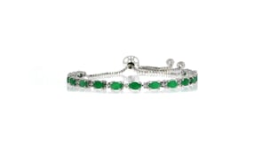 4.50 ct. t.w. Emerald Bolo Bracelet with Diamond Accents in Sterling Silver