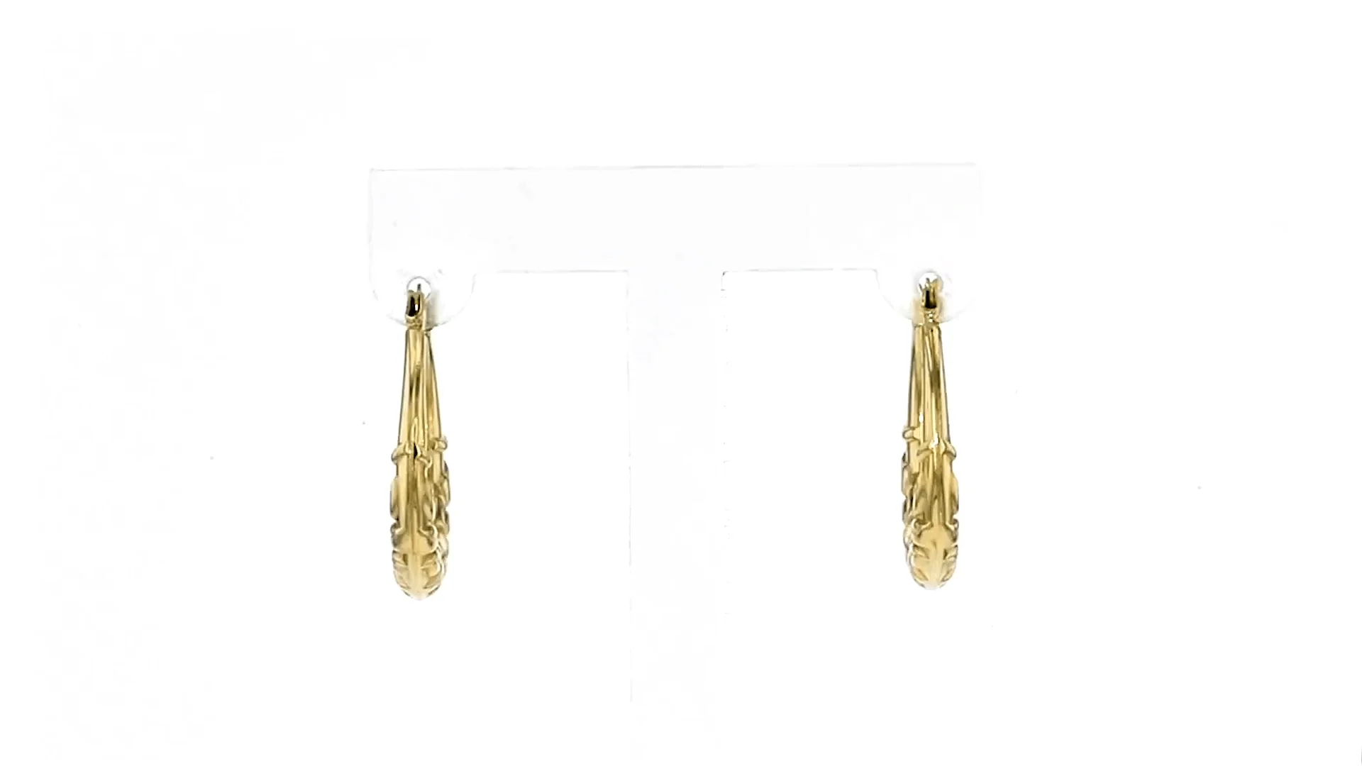14kt Yellow Gold Floral Hoop Earrings. 7/8