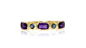 70 ct. t.w. Amethyst and .10 ct. t.w. London Blue Topaz Ring in 14kt Yellow Gold